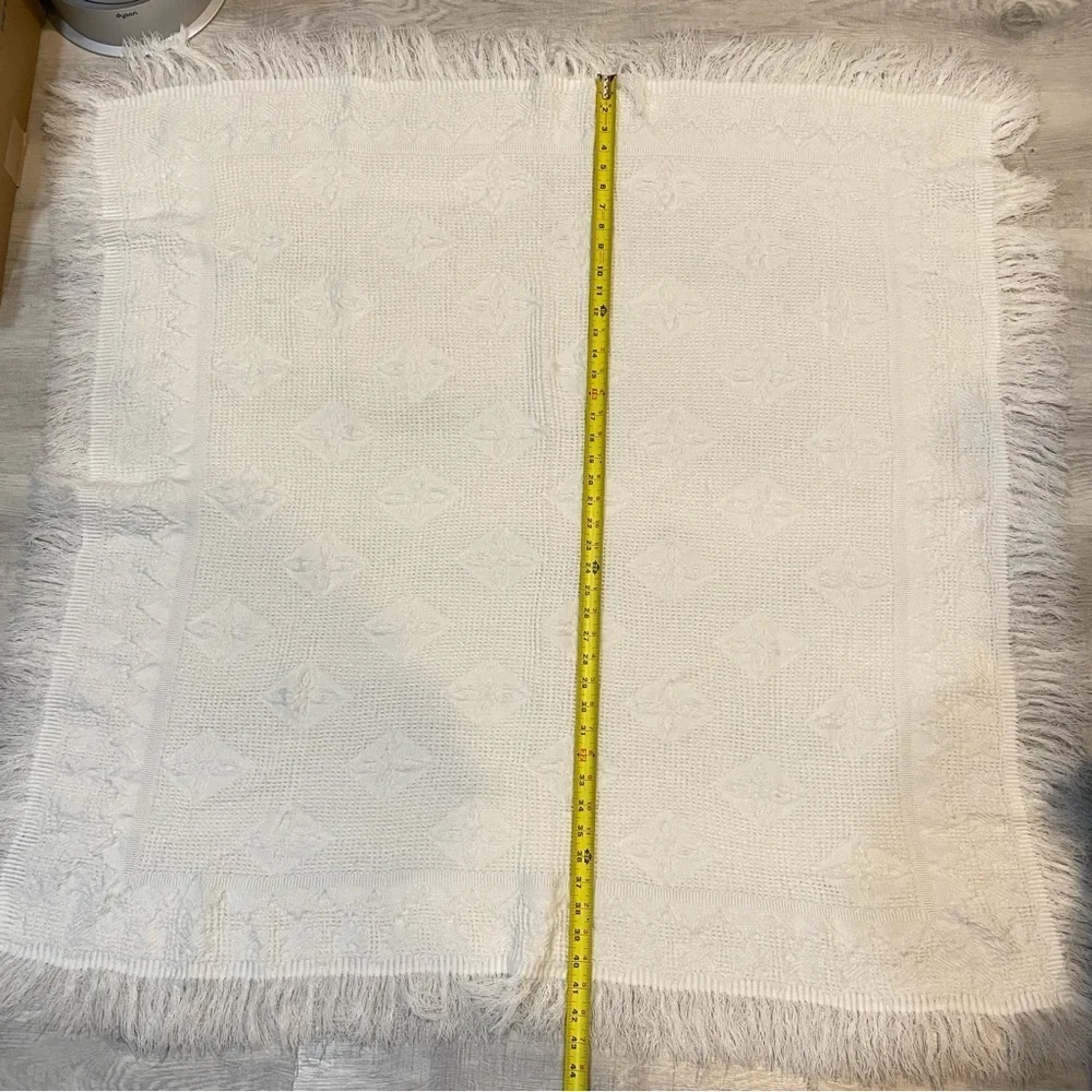 Gorgeous Hand knit White Throw Blanket or Baby Blanket - Square  40in